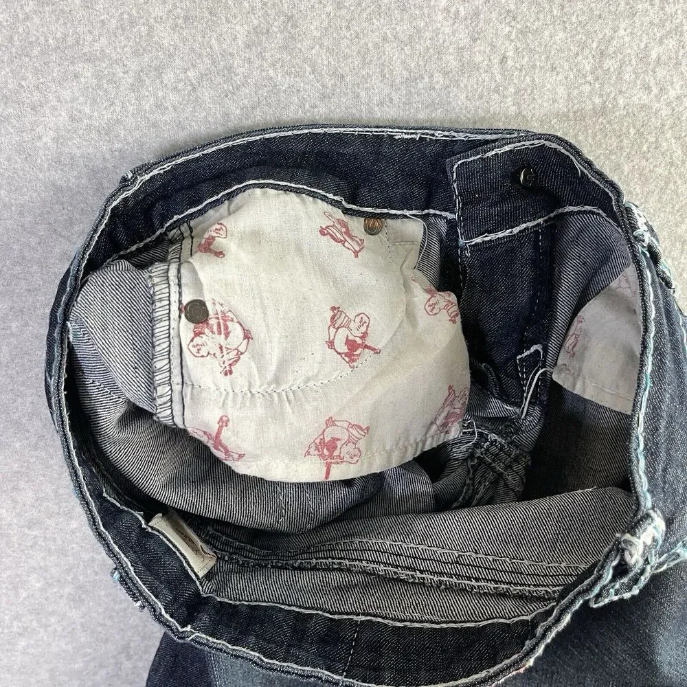 True Religion Joey Super T Jeans Womens 26 Blue White Stitching Straight USA - Picture 16 of 16